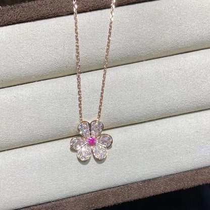 [Revel Jewelry]FRIVOLE ROSE GOLD FLOWER DIAMOND NECKLACE