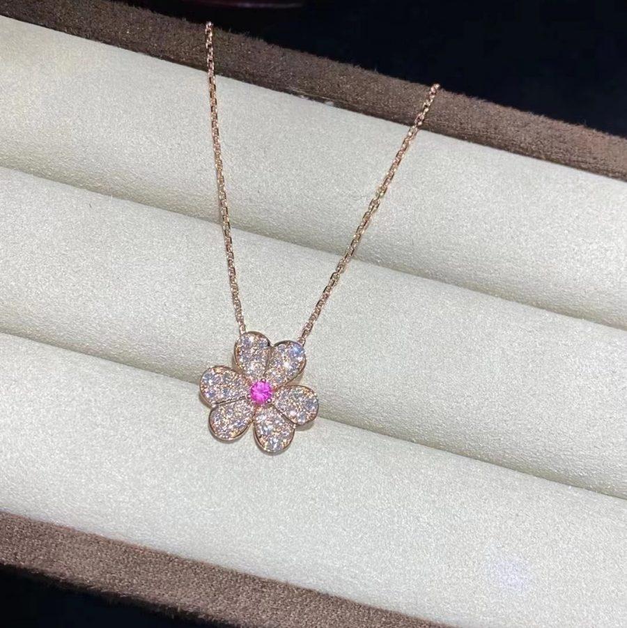 [Revel Jewelry]FRIVOLE ROSE GOLD FLOWER DIAMOND NECKLACE