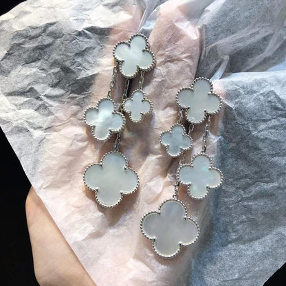 [Revel Jewelry]クローバー イヤリング ホワイト マザーオブパール 4モチーフ シルバー