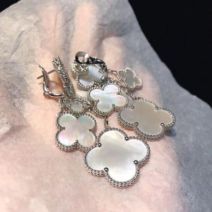 [Revel Jewelry]クローバー イヤリング ホワイト マザーオブパール 4モチーフ シルバー