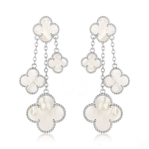[Revel Jewelry]クローバー イヤリング ホワイト マザーオブパール 4モチーフ シルバー