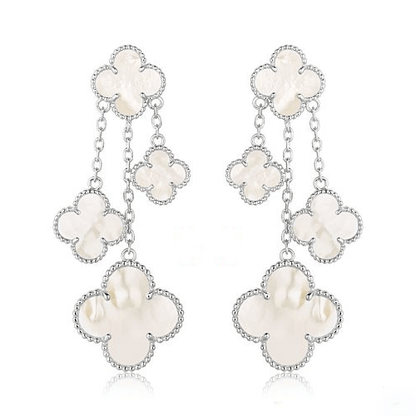[Revel Jewelry]クローバー イヤリング ホワイト マザーオブパール 4モチーフ シルバー