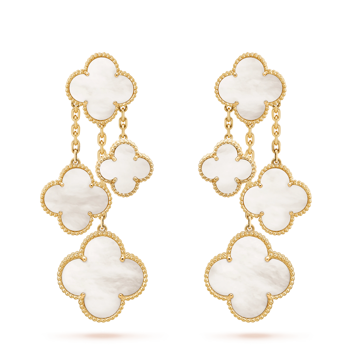 [Revel Jewelry]クローバー イヤリング ホワイト マザーオブパール 4モチーフ ゴールド