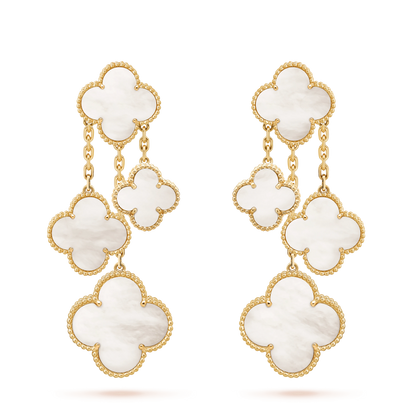 [Revel Jewelry]クローバー イヤリング ホワイト マザーオブパール 4モチーフ ゴールド
