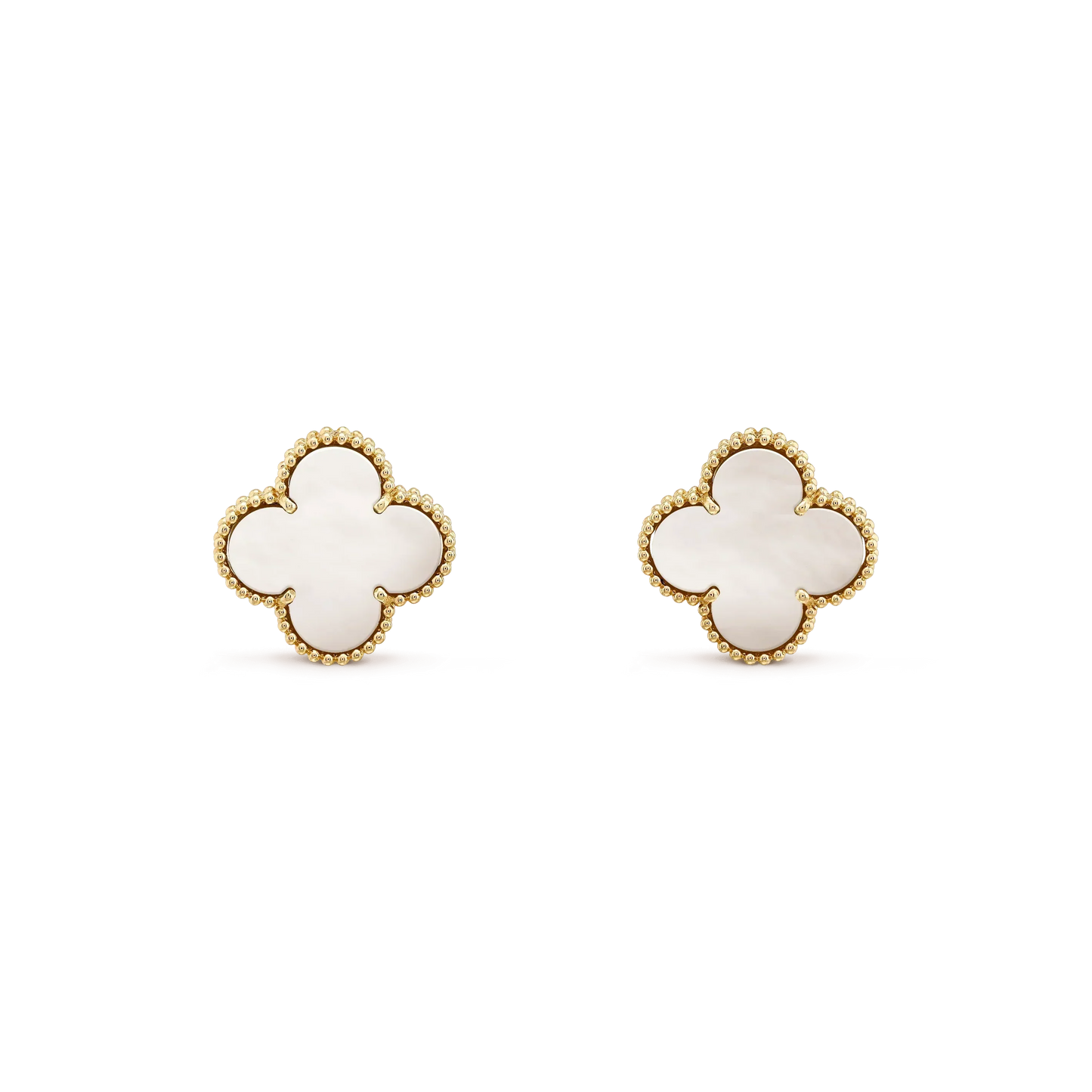 [Revel Jewelry]CLOVER MEDIUM 1 MOTIFS  WHITE MOP STUD EARRINGS
