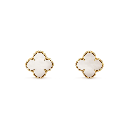 [Revel Jewelry]CLOVER MEDIUM 1 MOTIFS  WHITE MOP STUD EARRINGS