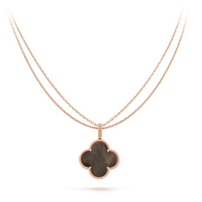 [Revel Jewelry]CLOVER 25MM GOLD DARK MOP BIG CLOVER NECKLACE