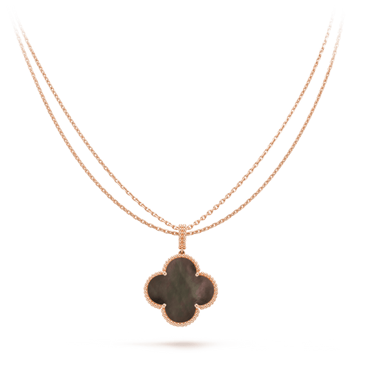 [Revel Jewelry]CLOVER 25MM GOLD DARK MOP BIG CLOVER NECKLACE