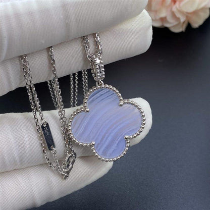 [Revel Jewelry]CLOVER SILVER CHALCEDONY BIG CLOVER NECKLACE