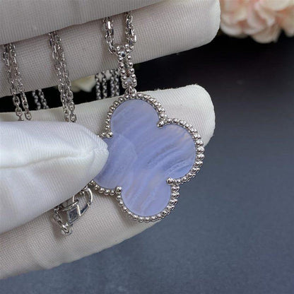 [Revel Jewelry]CLOVER SILVER CHALCEDONY BIG CLOVER NECKLACE