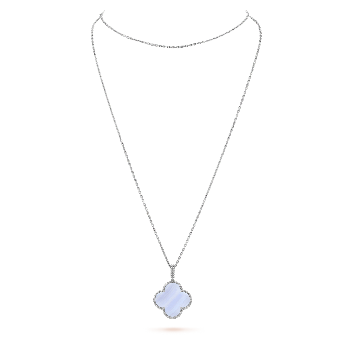 [Revel Jewelry]CLOVER SILVER CHALCEDONY BIG CLOVER NECKLACE
