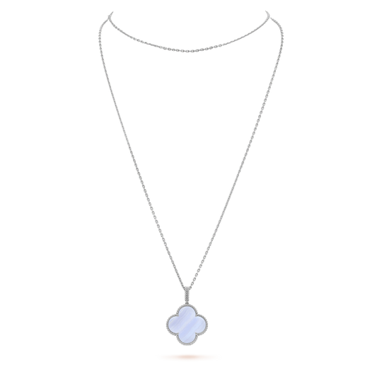 [Revel Jewelry]CLOVER SILVER CHALCEDONY BIG CLOVER NECKLACE