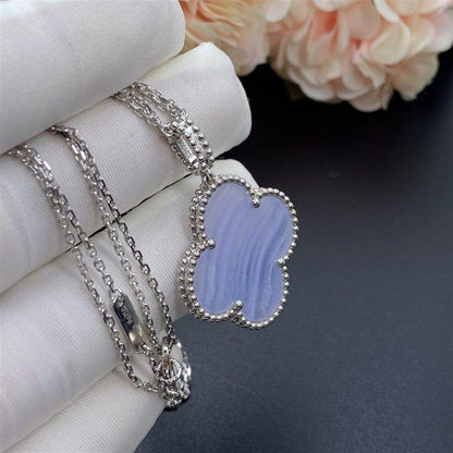 [Revel Jewelry]CLOVER SILVER CHALCEDONY BIG CLOVER NECKLACE