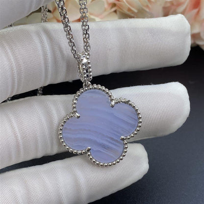 [Revel Jewelry]CLOVER SILVER CHALCEDONY BIG CLOVER NECKLACE