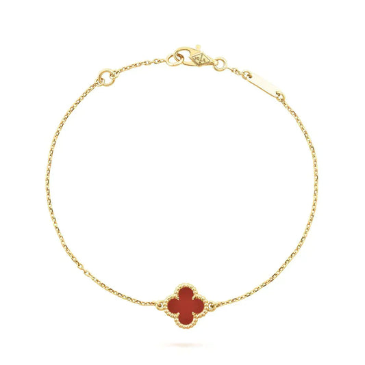 [Revel Jewelry]CLOVER  CARNELIAN SINGLE FLOWER BRACELET