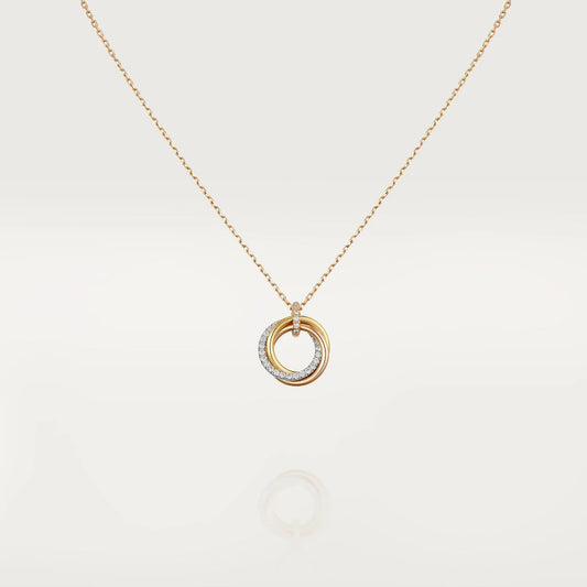 [Revel Jewelry]TRINITY NECKLACE SILVER GOLD PINK GOLD DIAMONDS