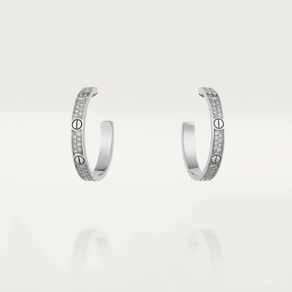 [Revel Jewelry]LOVE DIAMOND SILVER HOOP EARRINGS