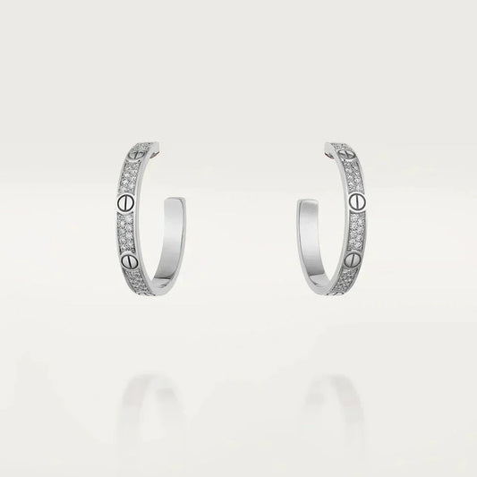 [Revel Jewelry]LOVE DIAMOND SILVER HOOP EARRINGS