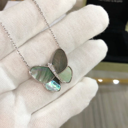 [Revel Jewelry]LARGE BUTTERFLY SILVER PENDANT DIAMOND NECKLACE