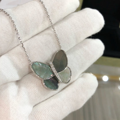 [Revel Jewelry]LARGE BUTTERFLY SILVER PENDANT DIAMOND NECKLACE