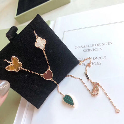 [Revel Jewelry]LUCKY SPRING 4 MOTIFS ROSE GOLD NECKLACE