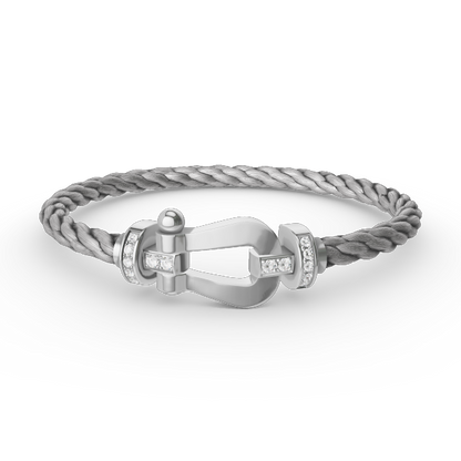 [Revel Jewelry]FORCE LARGE HORSESHOE HALF DIAMOND BRACELET SILVER