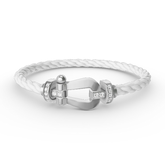 [Revel Jewelry]FORCE LARGE HORSESHOE HALF DIAMOND BRACELET SILVER