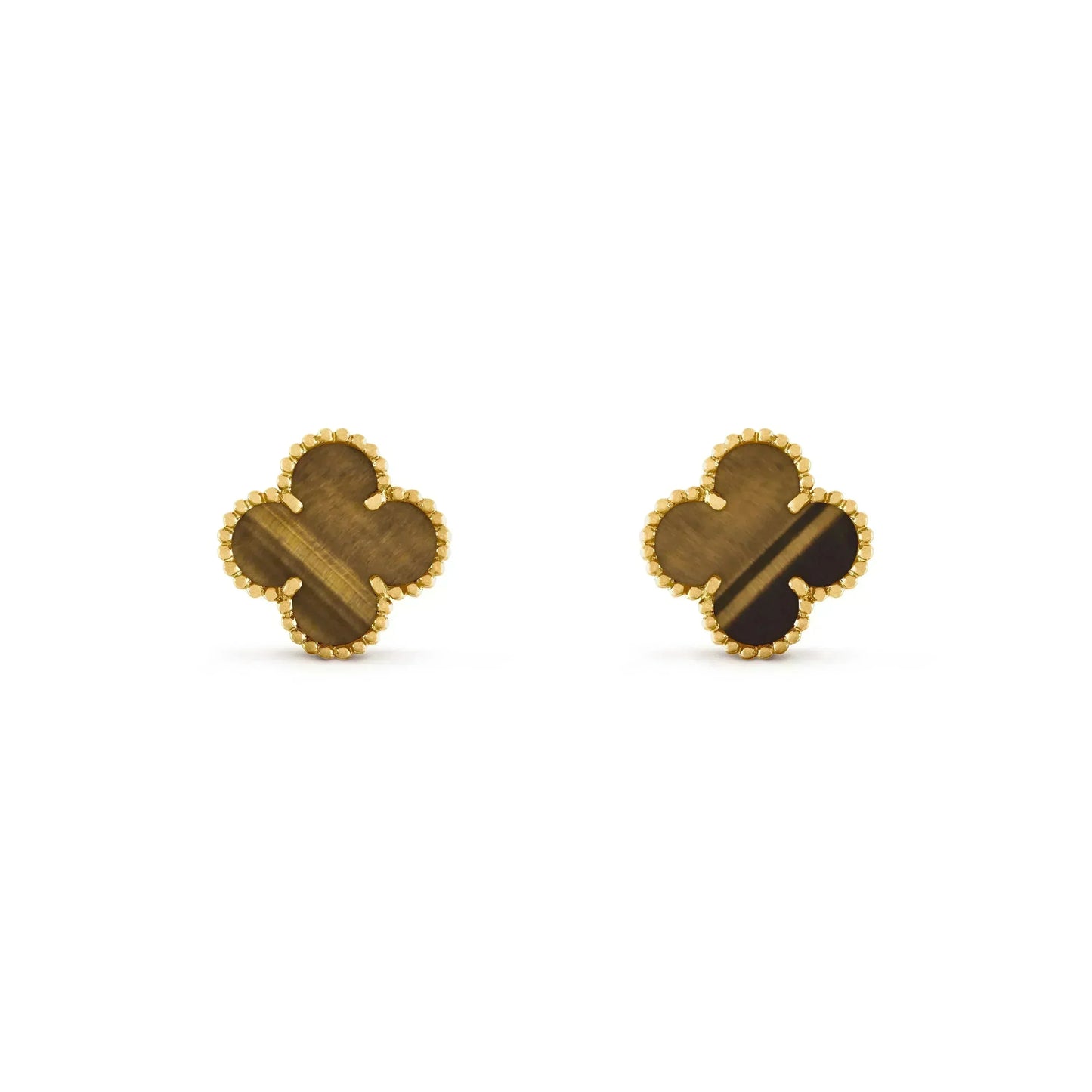 [Revel Jewelry]CLOVER MEDIUM 1 MOTIFS TIGER EYE EARRINGS
