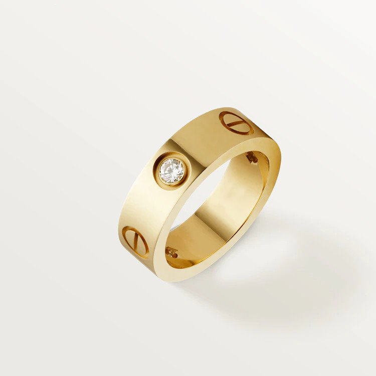 [Revel Jewelry]LOVE RING 5.5MM 3 DIAMONDS PINK GOLD