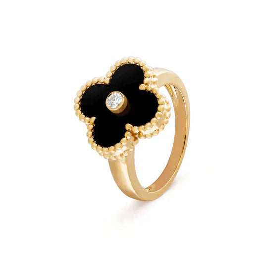 [Revel Jewelry]CLOVER ONYX RING GOLD DIAMOND