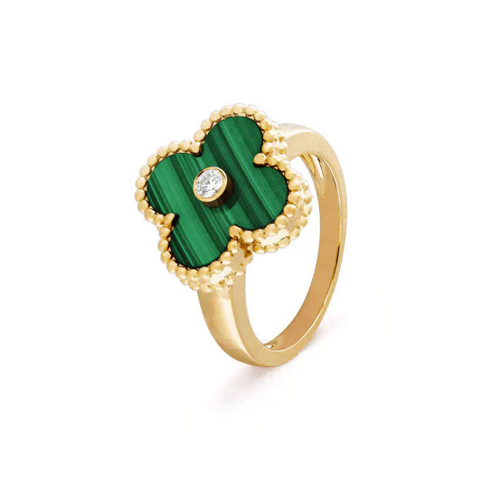 [Revel Jewelry]CLOVER MALACHITE RING GOLD DIAMOND